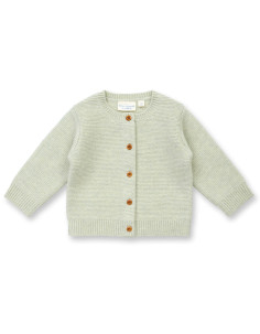 Cardigan baby in lana Merino bio "Marloo" -col. verde pallido melange