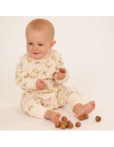 Tutina baby in cotone biologico "Woodland" - col. bianco fantasia 2