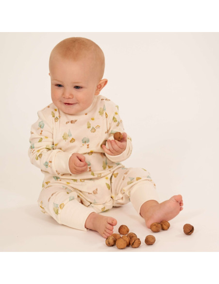 Tutina baby in cotone biologico "Woodland" - col. bianco fantasia