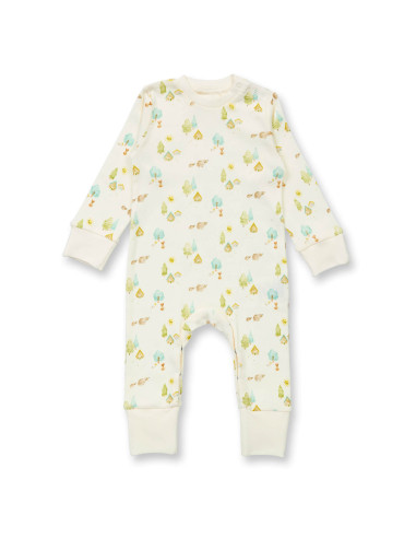 Tutina baby in cotone biologico "Woodland" - col. bianco fantasia