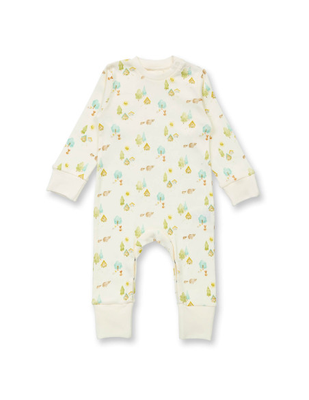 Tutina baby in cotone biologico "Woodland" - col. bianco fantasia
