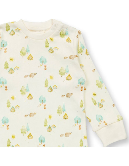 Tutina baby in cotone biologico "Woodland" - col. bianco fantasia