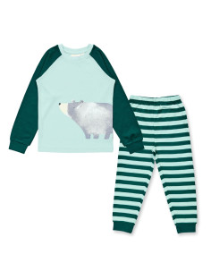 Pigiama bambino in cotone biologico "Polar" - col. verde menta