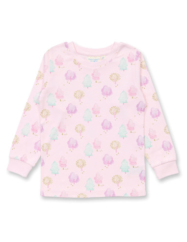 Pigiama bambina in cotone biologico "Trees" - col. rosa chiaro fantasia