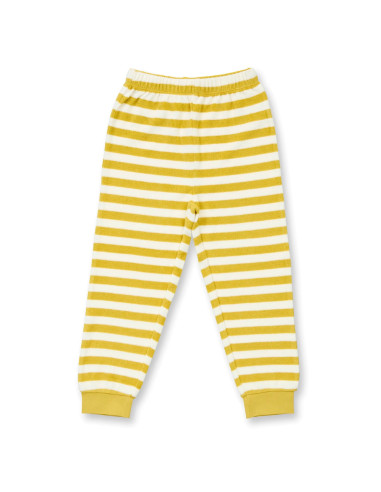 Pigiama bambino in spugna di cotone bio "Orsi" - col. righe senape /bianco