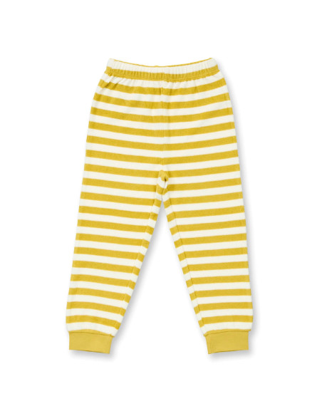 Pigiama bambino in spugna di cotone bio "Orsi" - col. righe senape /bianco