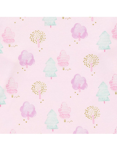 Pigiama bambina in cotone biologico "Trees" - col. rosa chiaro fantasia