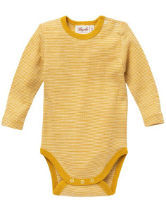 Body a manica lunga in lana/seta bio -col. giallo a righe