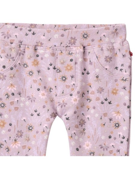 Treggings baby in cotone bio felpato - col. lilla fantasia