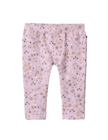 Treggings baby in cotone bio felpato - col. lilla fantasia