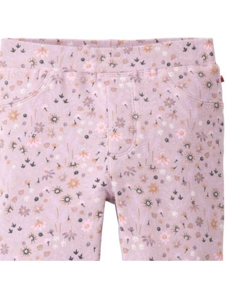 Treggings bambina in cotone bio felpato - col. lilla fantasia