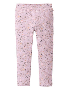 Treggings bambina in cotone bio felpato - col. lilla fantasia