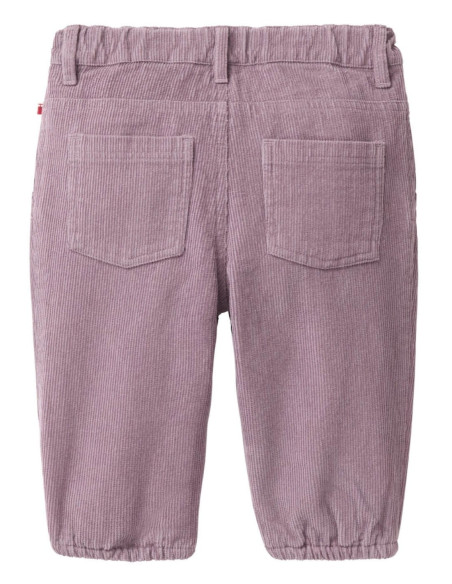 Pantalone baby in velluto di cotone bio foderato - col. lilla polvere