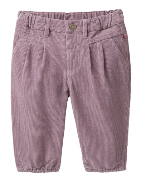 Pantalone baby in velluto di cotone bio foderato - col. lilla polvere