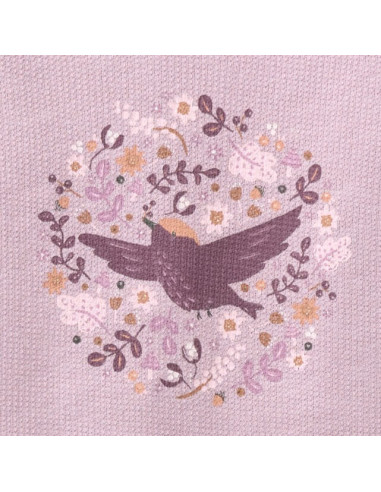 Felpa baby in cotone biologico "Bird" - col. lilla polvere