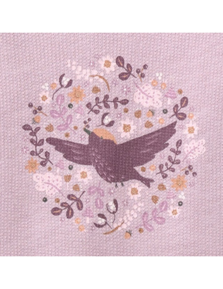 Felpa baby in cotone biologico "Bird" - col. lilla polvere