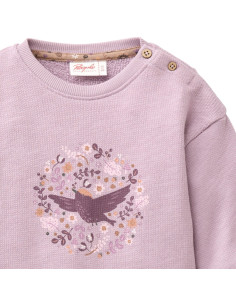 Felpa baby in cotone biologico "Bird" - col. lilla polvere 2