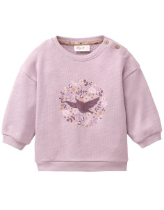 Felpa baby in cotone biologico "Bird" - col. lilla polvere