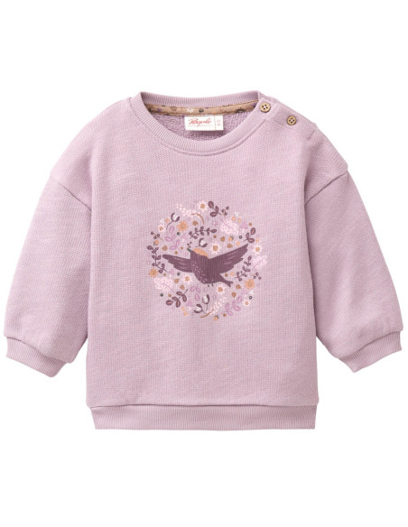 Felpa baby in cotone biologico "Bird" - col. lilla polvere