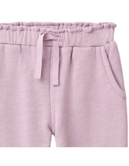 Pantalone tuta baby in cotone bio felpato - col. lilla polvere