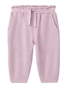 Pantalone tuta baby in cotone bio felpato - col. lilla polvere