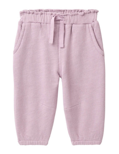 Pantalone tuta baby in cotone bio felpato - col. lilla polvere