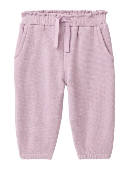 Pantalone tuta baby in cotone bio felpato - col. lilla polvere