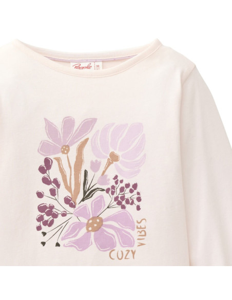 Maglietta bambina in cotone bio "Cozy Vibes" -col. rosa cipria