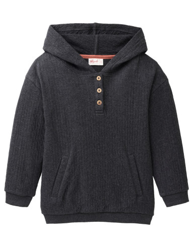 Felpa con cappuccio in cotone bio - col. antracite melange