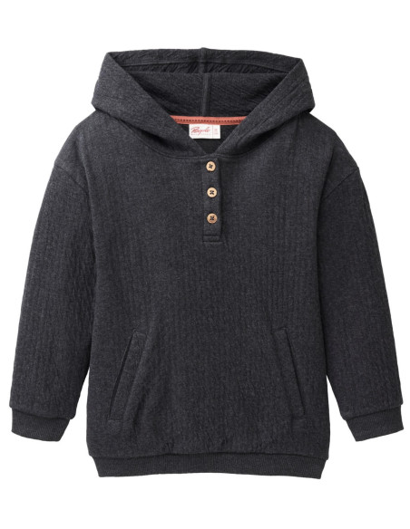 Felpa con cappuccio in cotone bio - col. antracite melange