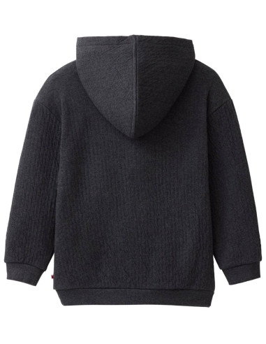 Felpa con cappuccio in cotone bio - col. antracite melange