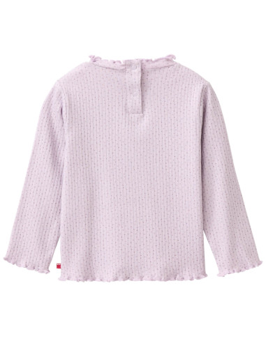Maglietta baby a manica lunga in cotone bio  a costine - col. lilla