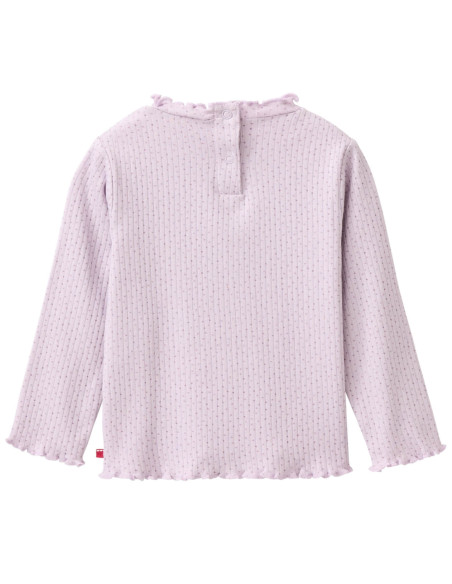 Maglietta baby a manica lunga in cotone bio  a costine - col. lilla