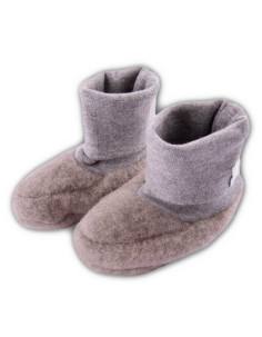 Scarpine neonato in pile di lana - col. sabbia melange
