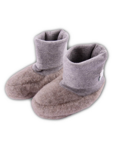 Scarpine neonato in pile di lana - col. sabbia melange