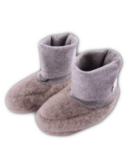 Scarpine neonato in pile di lana - col. sabbia melange