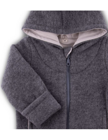 Giacca con cappuccio in pile di lana -col. antracite melange