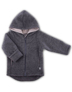 Giacca con cappuccio in pile di lana -col. antracite melange
