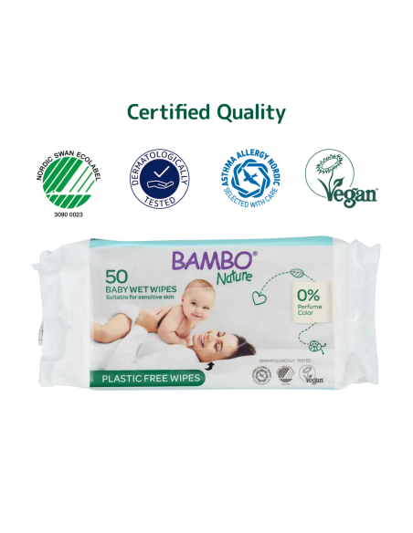 Salviettine umidificate senza plastica Bambo Nature -pacco scorta
