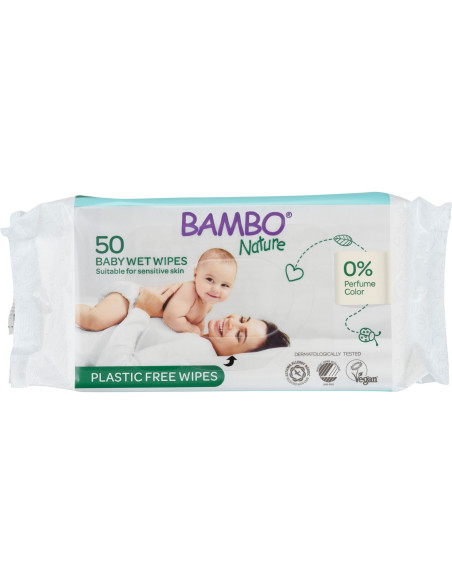 Salviettine umidificate senza plastica Bambo Nature -pacco scorta