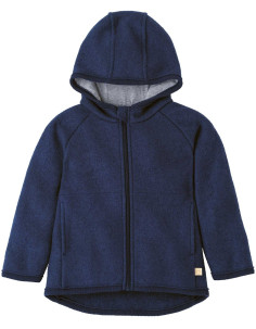 Giacca in lana cotta con zip - col. blu indigo
