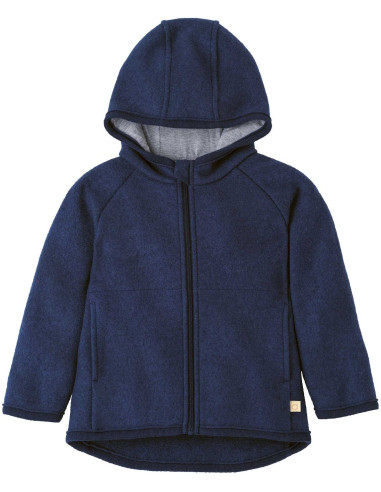 Giacca in lana cotta con zip - col. blu indigo