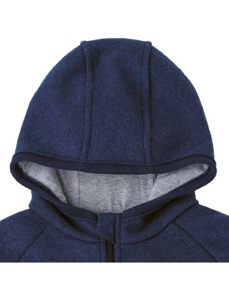 Giacca in lana cotta con zip - col. blu indigo
