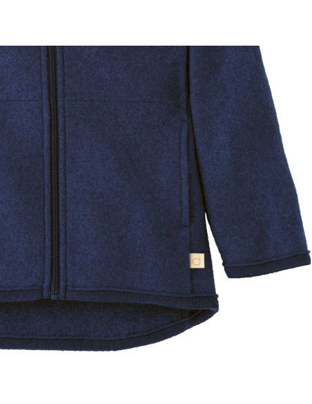 Giacca in lana cotta con zip - col. blu indigo