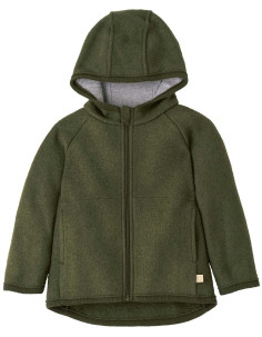 Giacca in lana cotta con zip - col. verde oliva