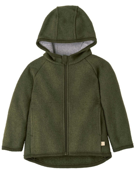 Giacca in lana cotta con zip - col. verde oliva