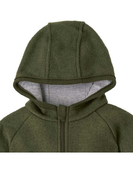 Giacca in lana cotta con zip - col. verde oliva