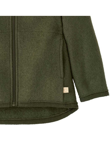Giacca in lana cotta con zip - col. verde oliva