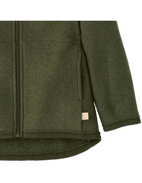 Giacca in lana cotta con zip - col. verde oliva